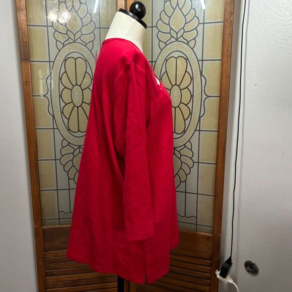 Quacker Factory Hear Cut Out Rhinestone 3/4 Sleeve Blouse Top NWT Plus Size 1X - Picture 2 of 14